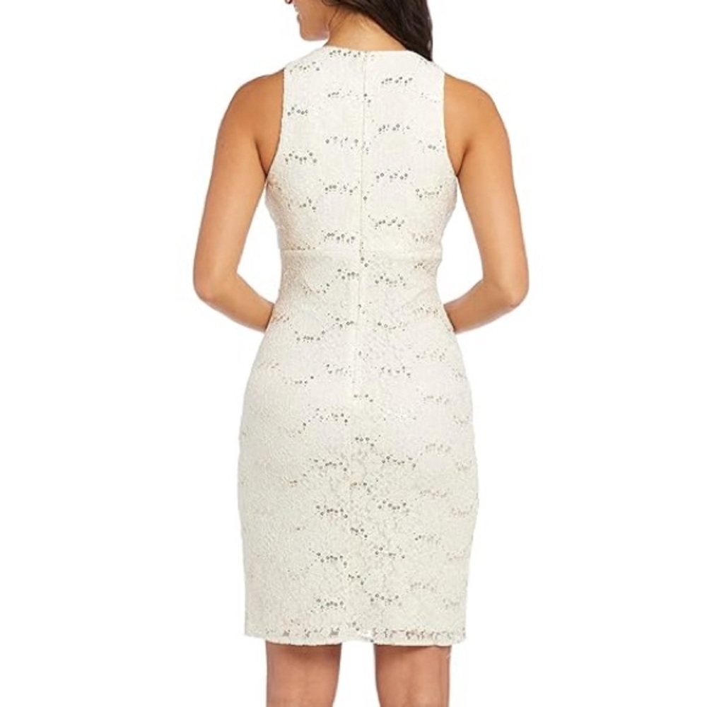 Nightway Women's Sequined Glitter Lace- Ivory - Picture 3 of 8